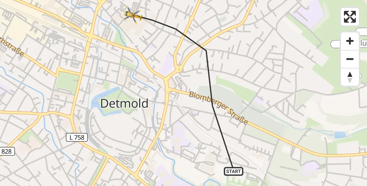 Flugroute Rettungshubschrauber Detmold - Detmold, 31 März 2026, 09:16