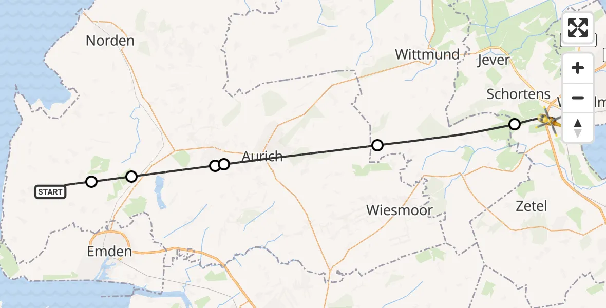 Routekaart van de vlucht: Rettungshubschrauber nach Sande, Am Gut Sanderbusch