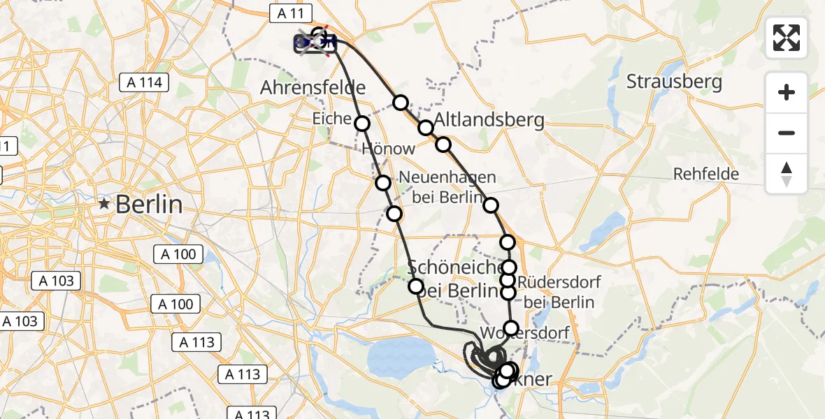 Flugroute Polizeihubschrauber Ahrensfelde Hubschrauberlandeplatz - Ahrensfelde Hubschrauberlandeplatz, 31 März 2026, 09:35