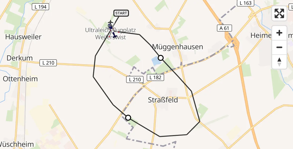 Flugroute Polizeihubschrauber Weilerswist - Weilerswist UL, 31 März 2026, 10:33