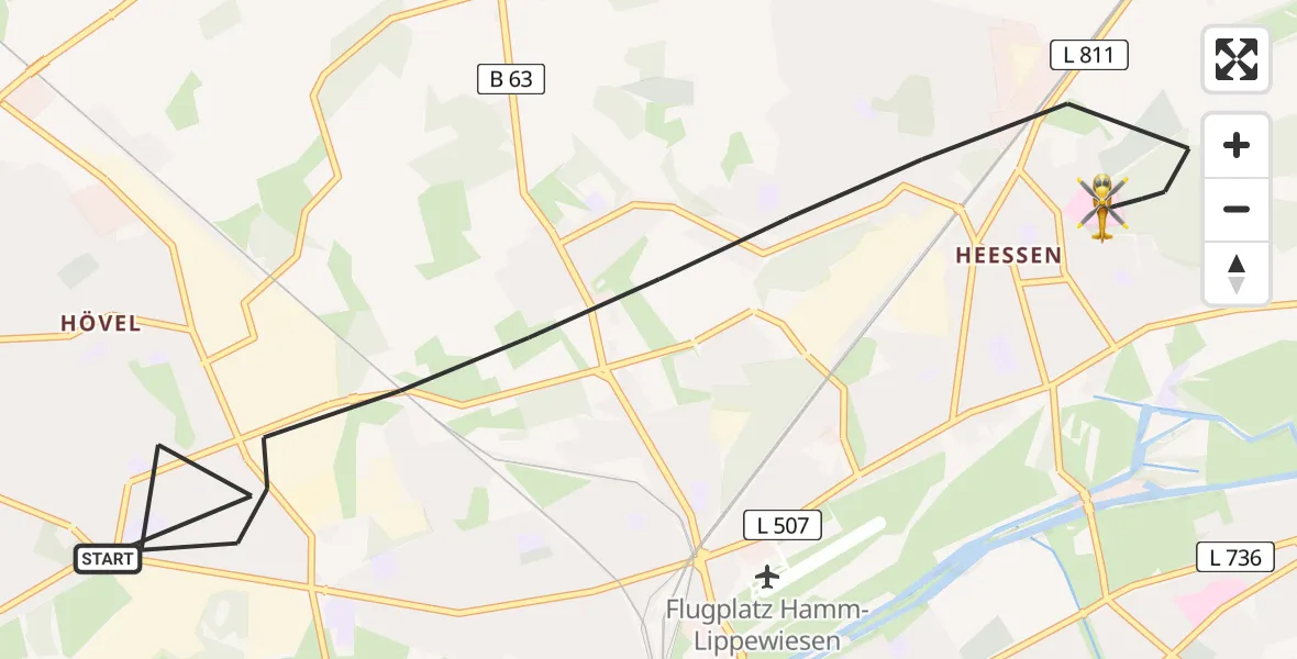 Flugroute Rettungshubschrauber Hamm - Hamm, 31 März 2026, 10:38