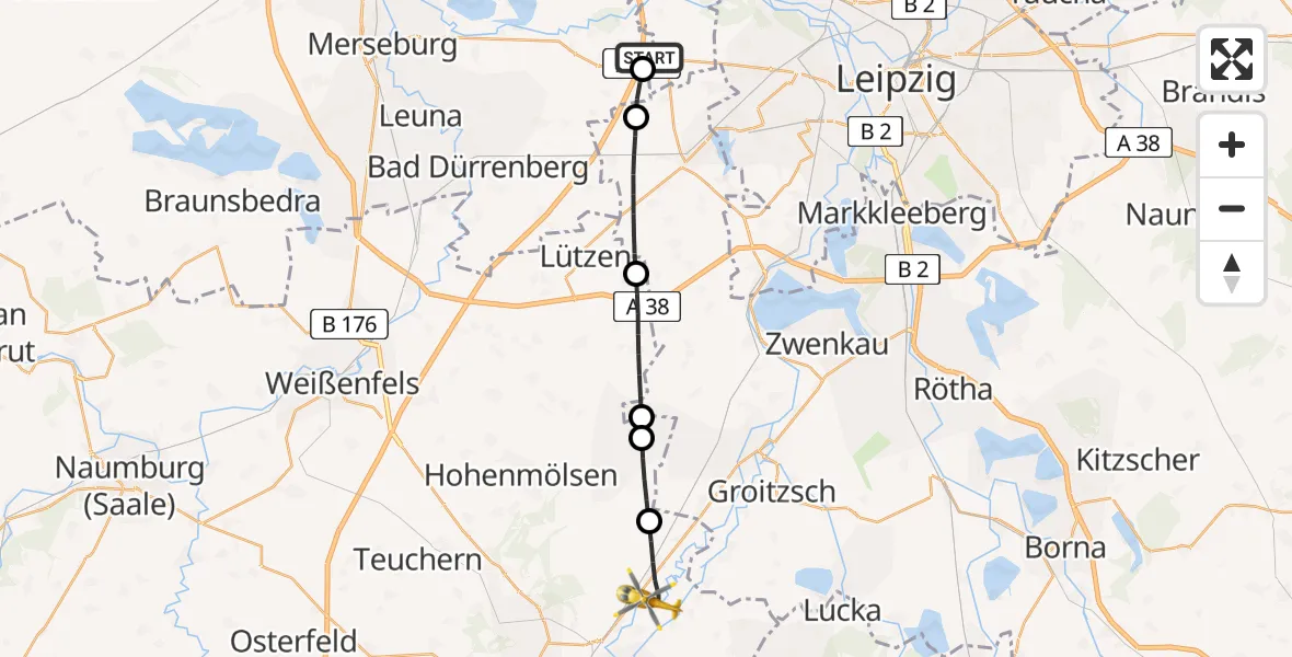 Routekaart van de vlucht: Rettungshubschrauber nach Elsteraue, Ostrau