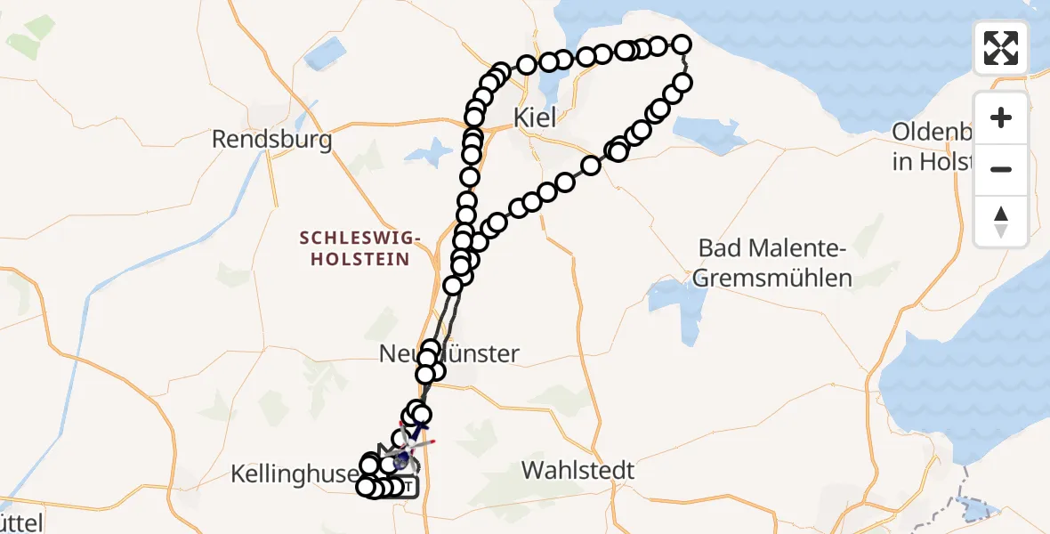 Routekaart van de vlucht: Polizeihubschrauber nach Wiemersdorf, Harzhorn