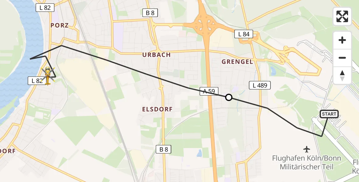 Flugroute Rettungshubschrauber Köln Bonn Flughafen - Köln, 31 März 2026, 10:53