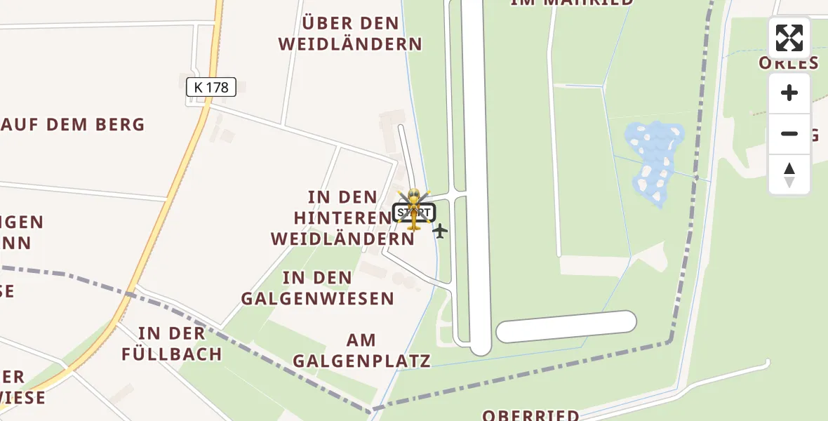 Routekaart van de vlucht: Rettungshubschrauber nach Flugplatz Reichelsheim