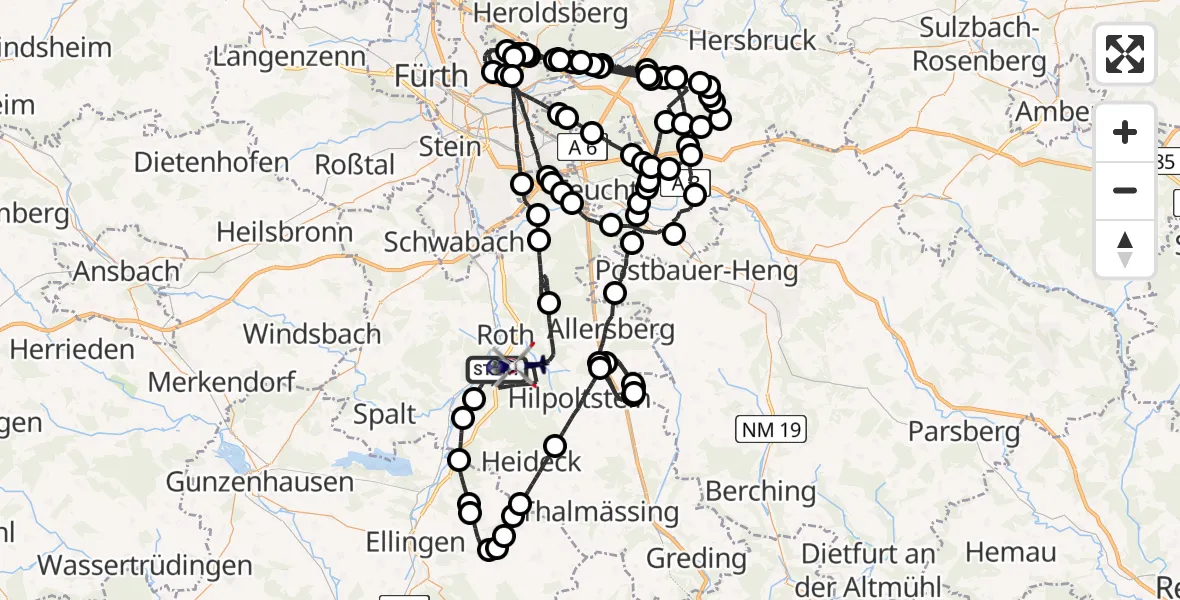 Flugroute Polizeihubschrauber Roth - Roth, 31 März 2026, 11:02