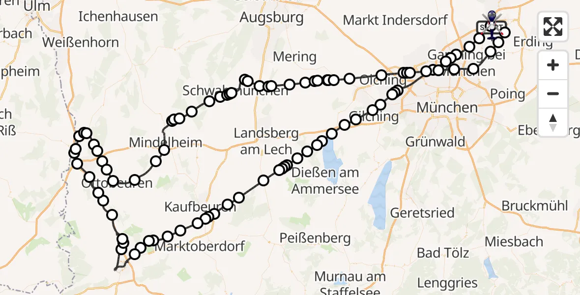 Flugroute Polizeihubschrauber München Flughafen - München Flughafen, 31 März 2026, 11:13