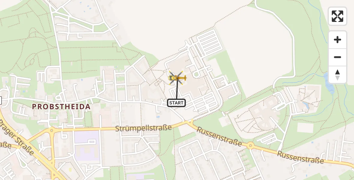 Routekaart van de vlucht: Rettungshubschrauber nach Leipzig Heart Center Rooftop Hubschrauberlandeplatz