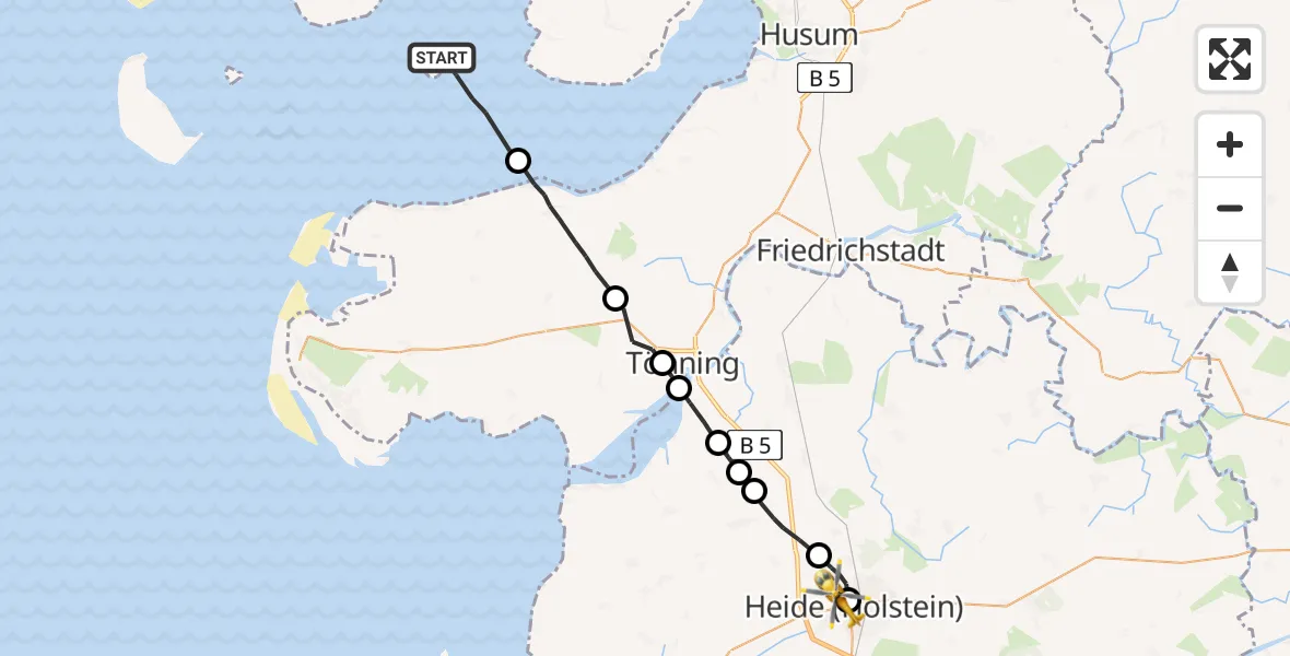 Routekaart van de vlucht: Rettungshubschrauber nach Heide, Esmarchstraße