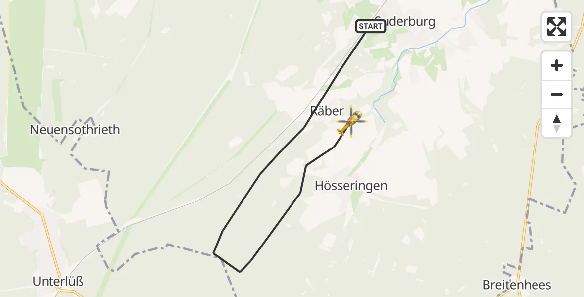 Routekaart van de vlucht: Rettungshubschrauber nach Suderburg, Hellbergsweg