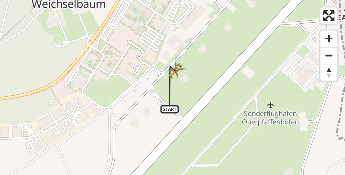 Routekaart van de vlucht: Ambulanzhubschrauber nach Oberpfaffenhofen Flughafen