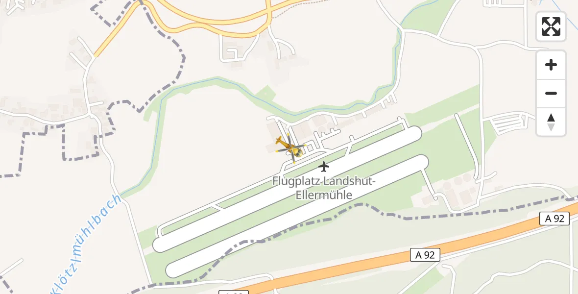 Flugroute Rettungshubschrauber Landshut Flugplatz - Landshut Flugplatz, 31 März 2026, 11:41