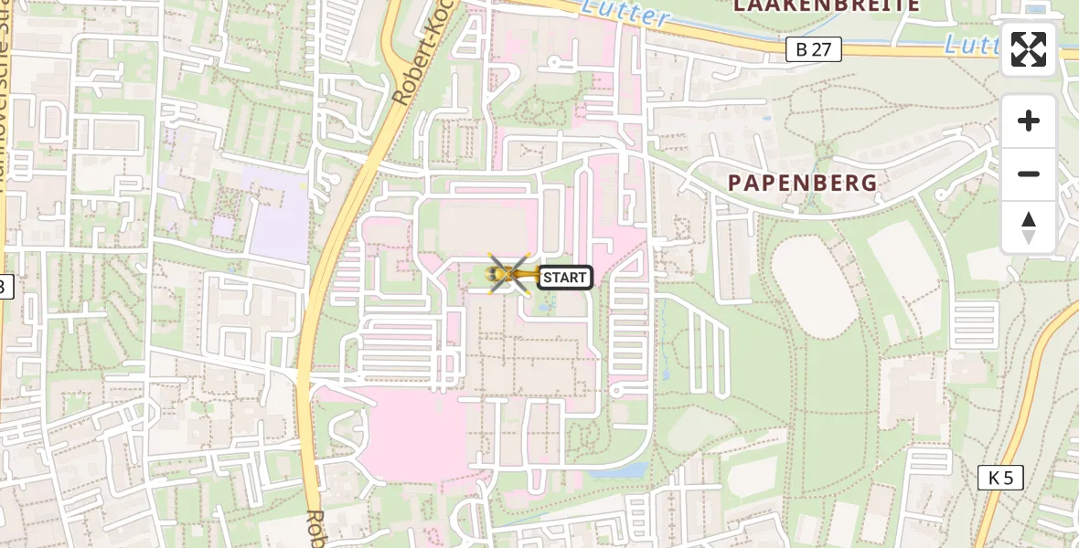 Flugroute Rettungshubschrauber Göttingen University Clinic Hubschrauberlandeplatz - Göttingen University Clinic Hubschrauberlandeplatz, 31 März 2026, 11:41