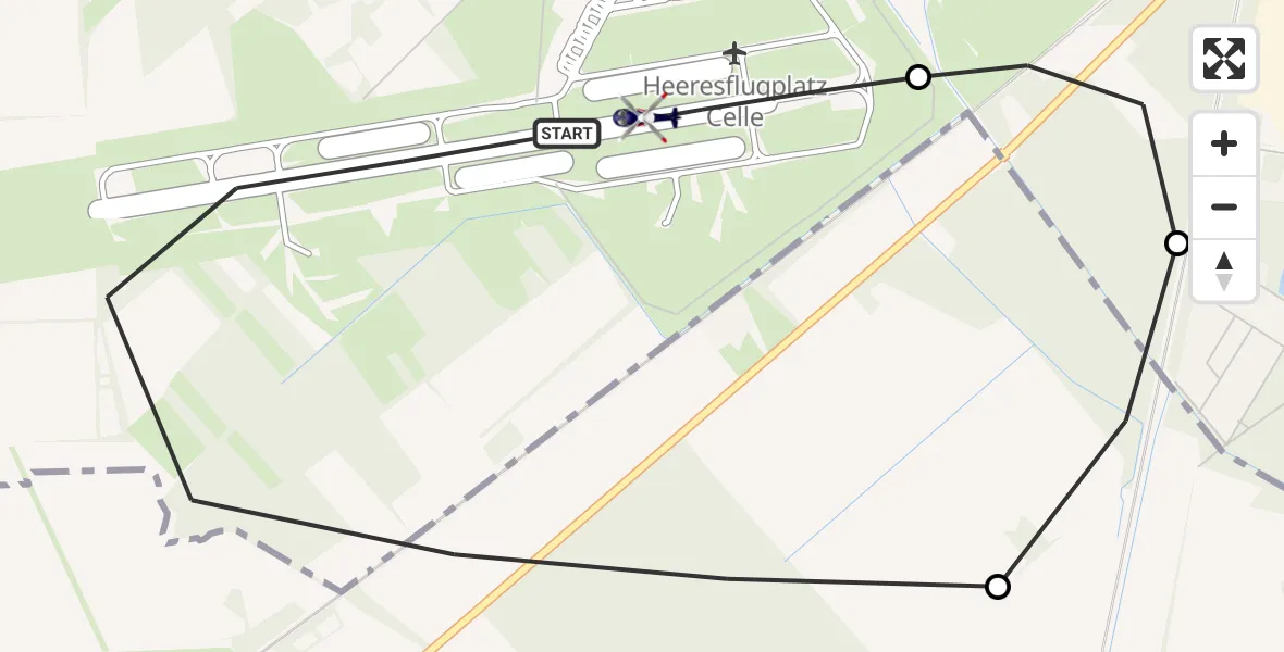 Flugroute Polizeihubschrauber Celle Army Flugplatz - Celle Army Flugplatz, 31 März 2026, 11:41