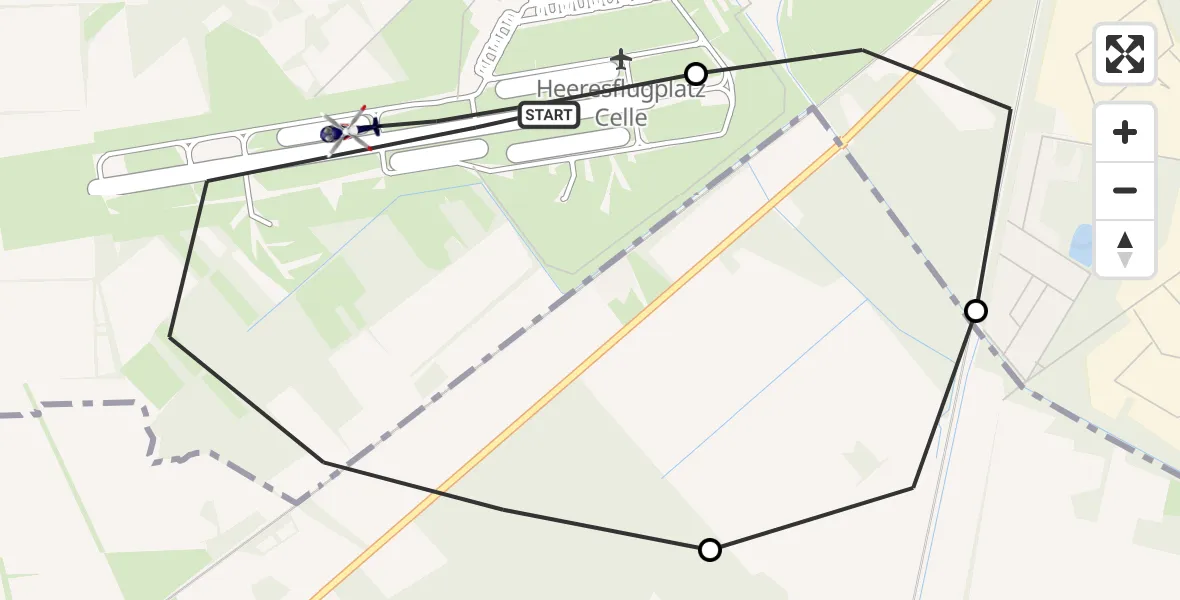 Flugroute Polizeihubschrauber Celle Army Flugplatz - Celle Army Flugplatz, 31 März 2026, 11:49
