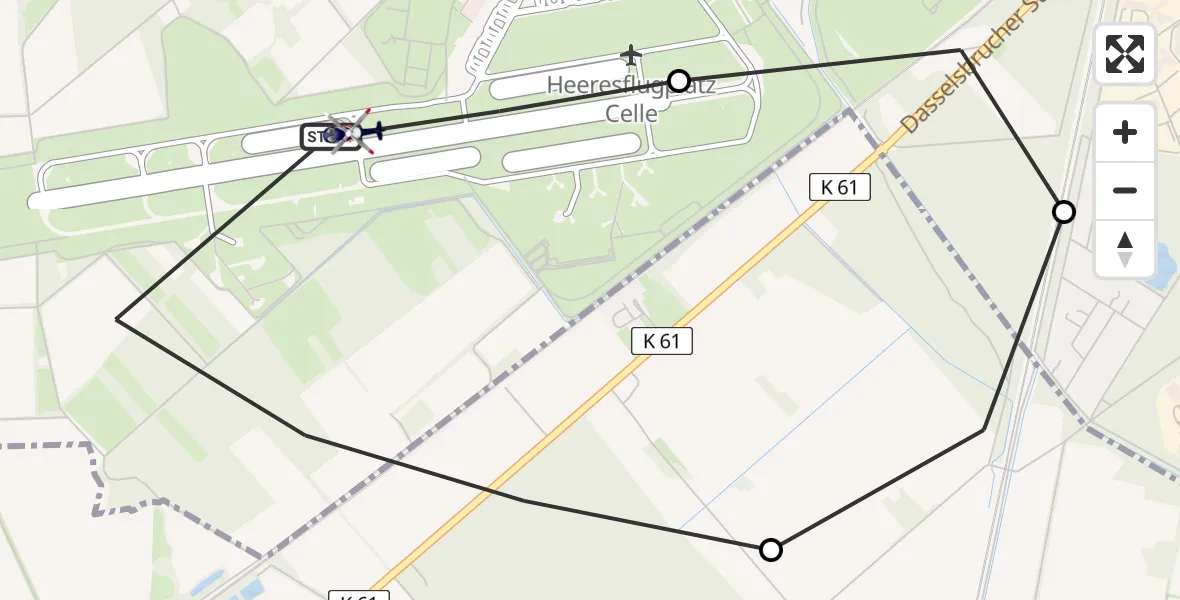 Routekaart van de vlucht: Polizeihubschrauber nach Celle Army Flugplatz