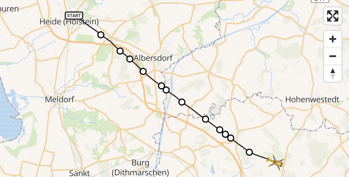 Flugroute Rettungshubschrauber Heide - Hohenaspe, 31 März 2026, 11:59
