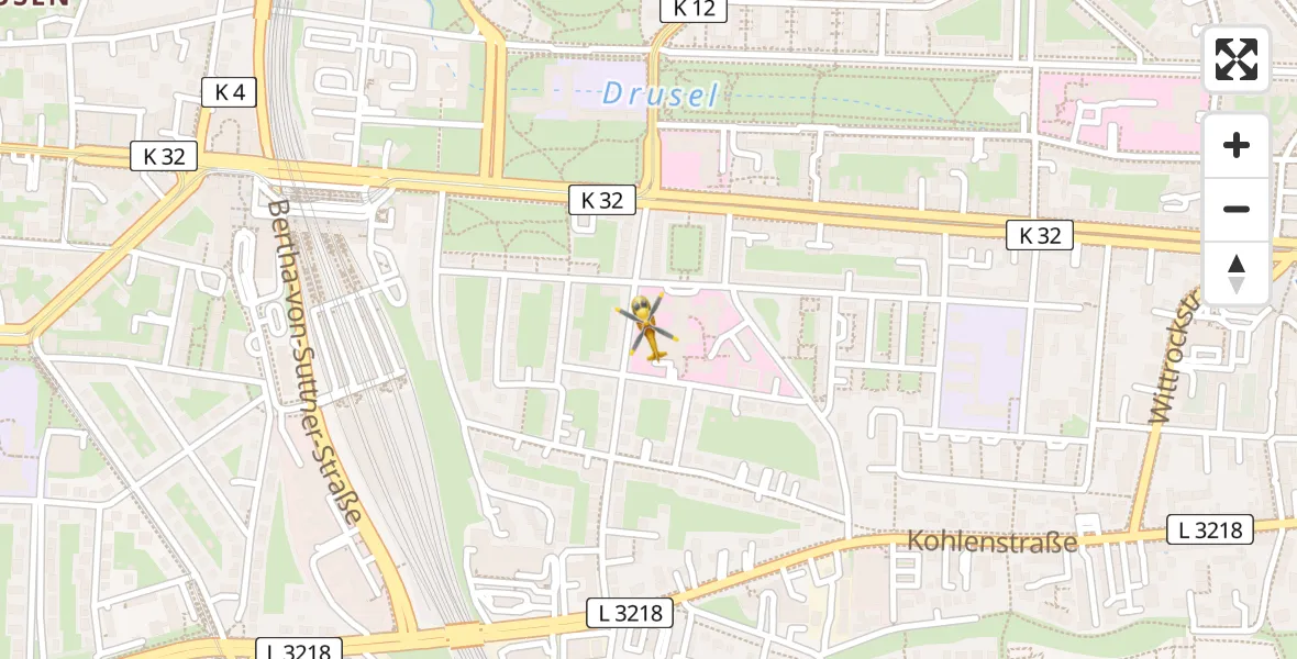 Routekaart van de vlucht: Rettungshubschrauber nach Kassel, Hansteinstraße