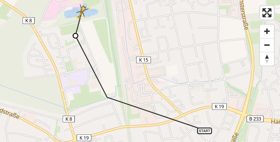 Routekaart van de vlucht: Rettungshubschrauber nach Sankt Christophorus Hospital
