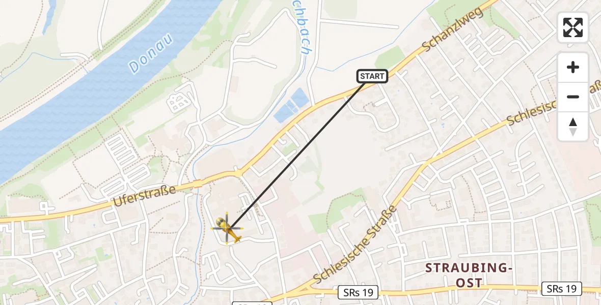 Flugroute Rettungshubschrauber Straubing - Sankt Elisabeth Hospital Straubing, 31 März 2026, 12:19