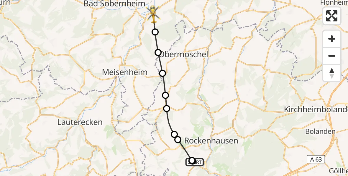 Routekaart van de vlucht: Rettungshubschrauber nach Odernheim am Glan, L 235