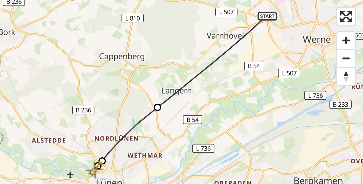 Routekaart van de vlucht: Rettungshubschrauber nach Sankt Marien Hospital