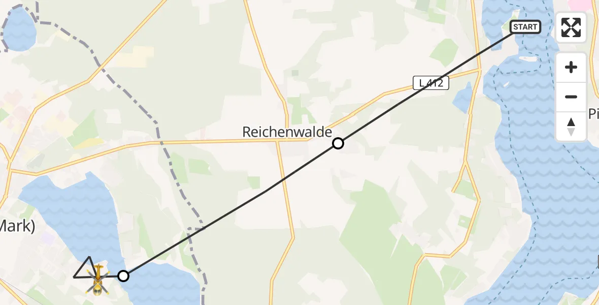 Routekaart van de vlucht: Rettungshubschrauber nach Storkow (Mark), Kiefernweg