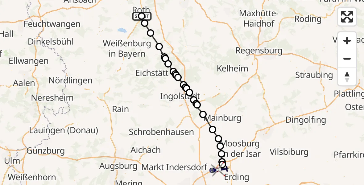 Routekaart van de vlucht: Polizeihubschrauber nach München Flughafen