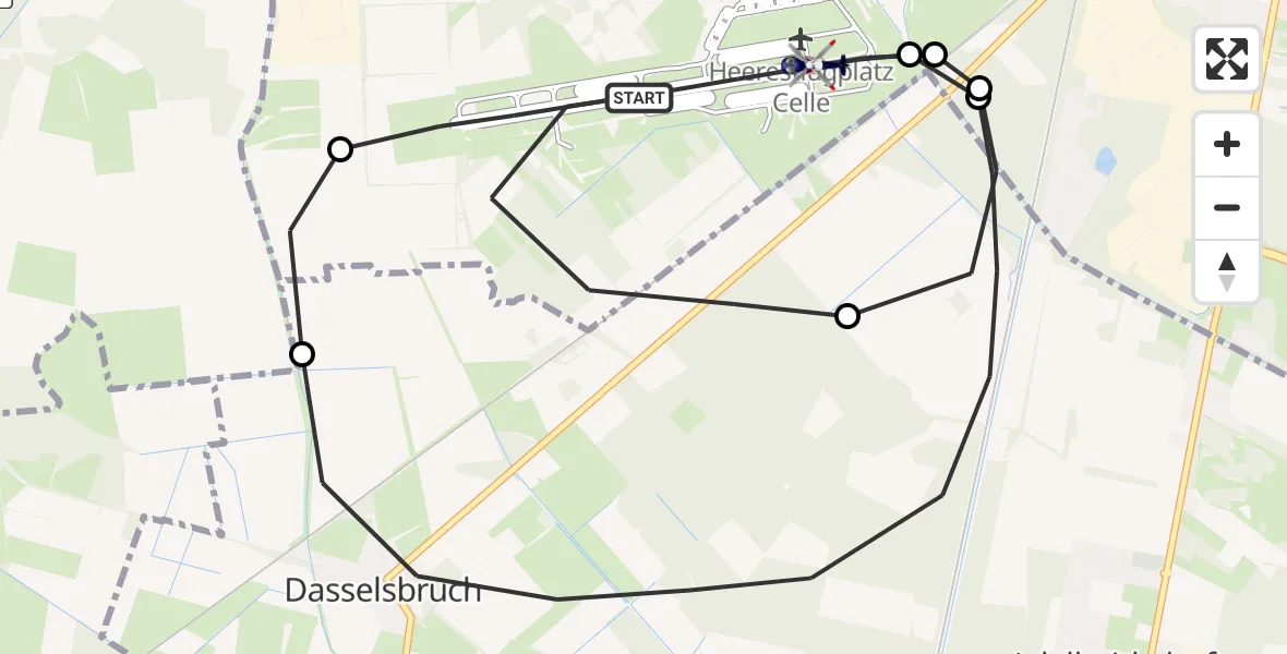 Flugroute Polizeihubschrauber Celle Army Flugplatz - Celle Army Flugplatz, 31 März 2026, 13:37