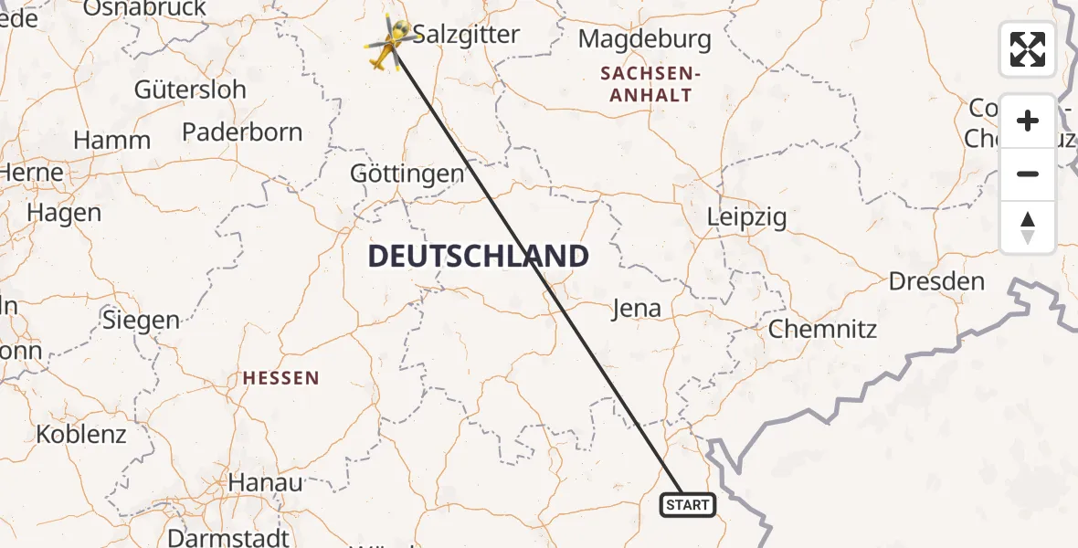 Routekaart van de vlucht: Rettungshubschrauber nach Gronau (Leine), Eddinghäuser Straße