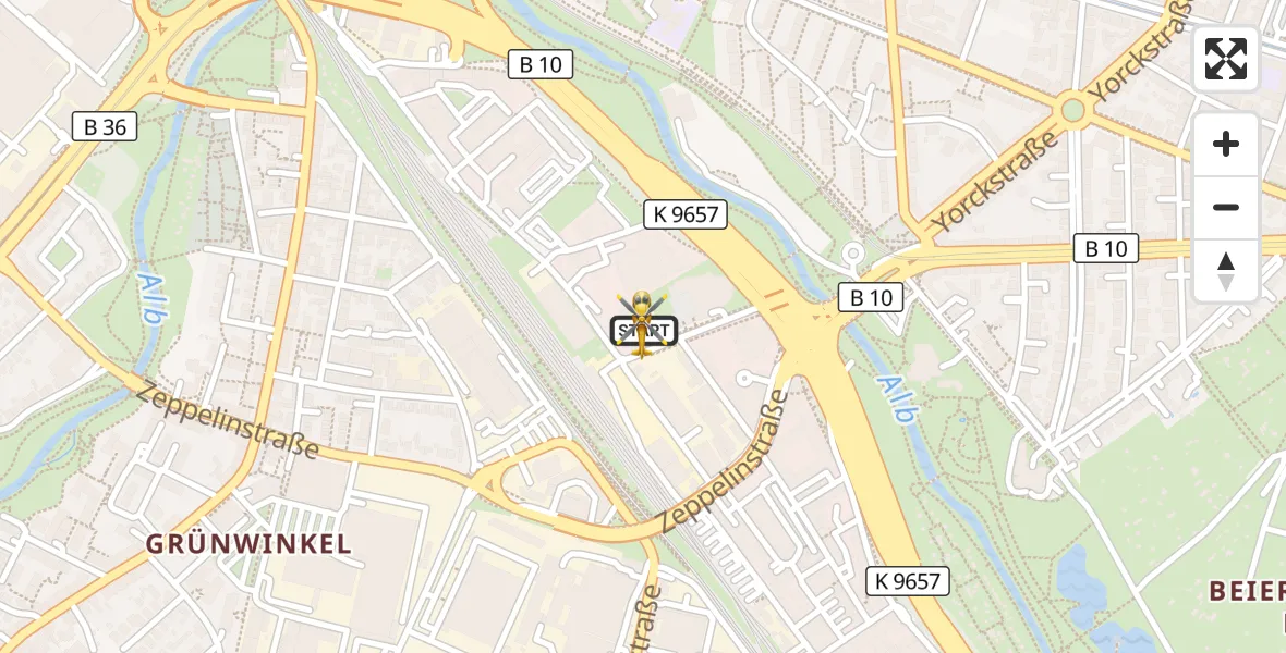 Flugroute Rettungshubschrauber Karlsruhe - Karlsruhe, 31 März 2026, 13:51