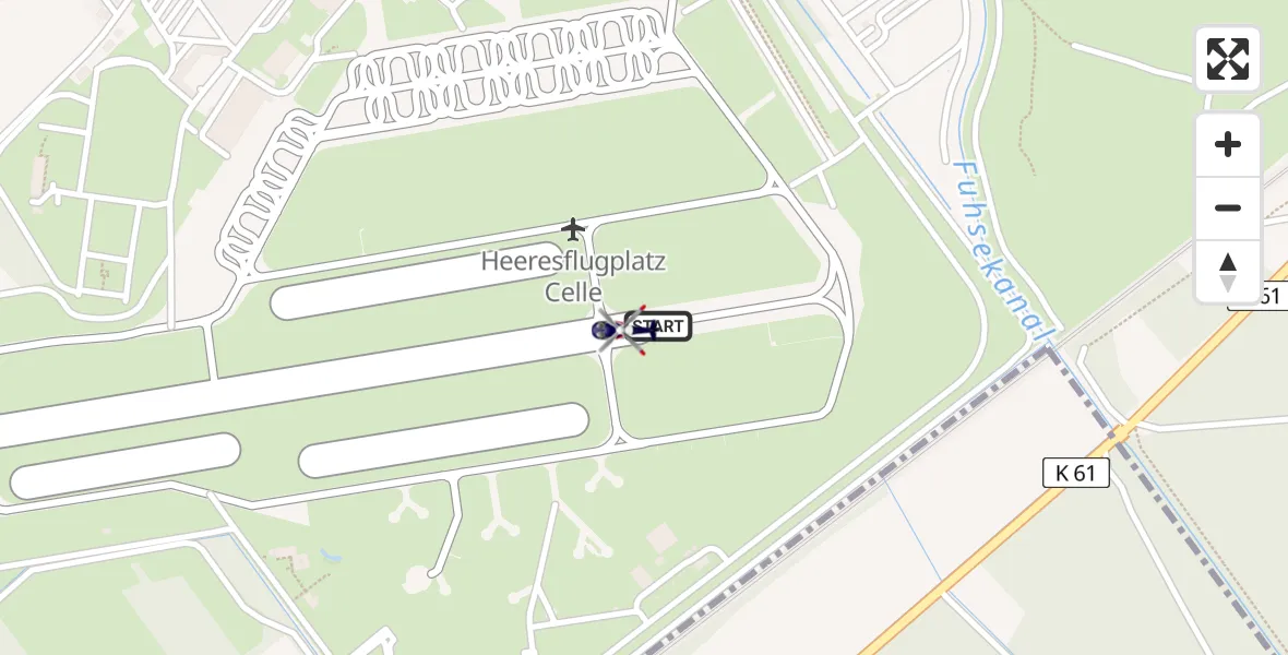 Flugroute Polizeihubschrauber Celle Army Flugplatz - Celle Army Flugplatz, 31 März 2026, 13:51