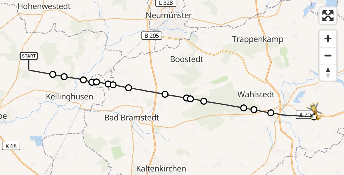 Routekaart van de vlucht: Rettungshubschrauber nach Weede, Fresenrühm
