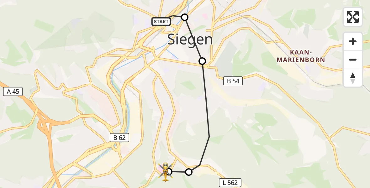 Routekaart van de vlucht: Rettungshubschrauber nach Evangelisches Jung-Stilling Hospital