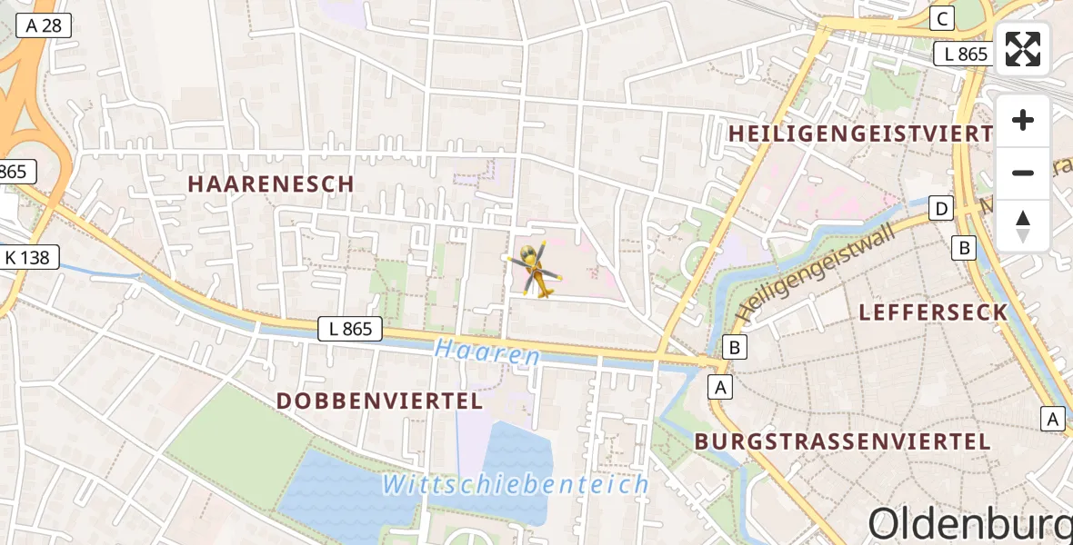 Flugroute Rettungshubschrauber Oldenburg (Oldb) - Oldenburg (Oldb), 31 März 2026, 13:56
