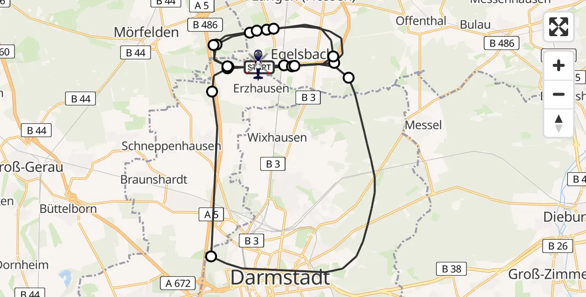 Flugroute Polizeihubschrauber Flughafen Frankfurt-Egelsbach - Flughafen Frankfurt-Egelsbach, 31 März 2026, 13:59