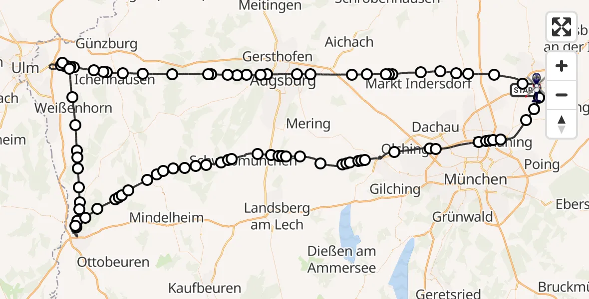 Flugroute Polizeihubschrauber München Flughafen - München Flughafen, 31 März 2026, 14:08