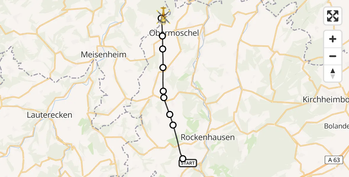 Flugroute Rettungshubschrauber Imsweiler UL - Lettweiler, 31 März 2026, 14:25