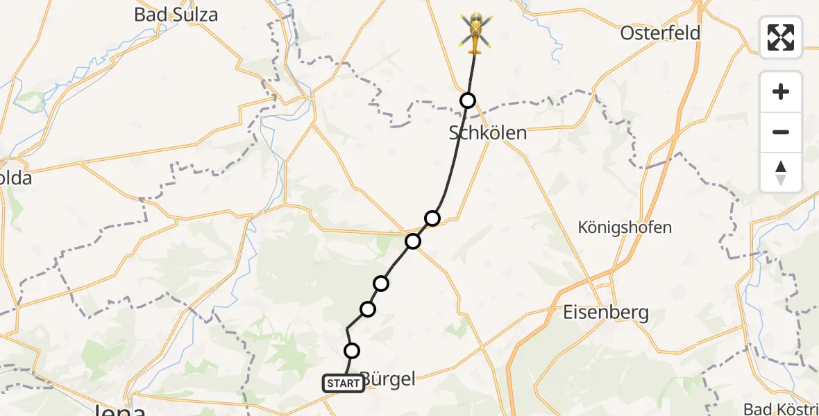 Routekaart van de vlucht: Rettungshubschrauber nach Naumburg (Saale)