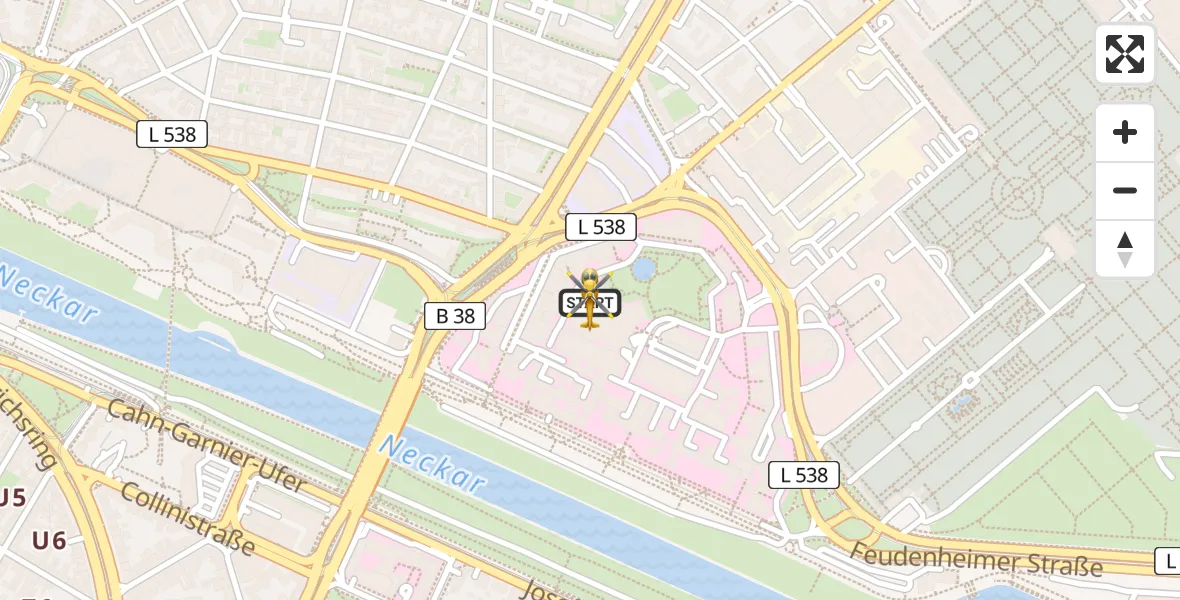 Flugroute Rettungshubschrauber Mannheim - Mannheim, 31 März 2026, 14:46