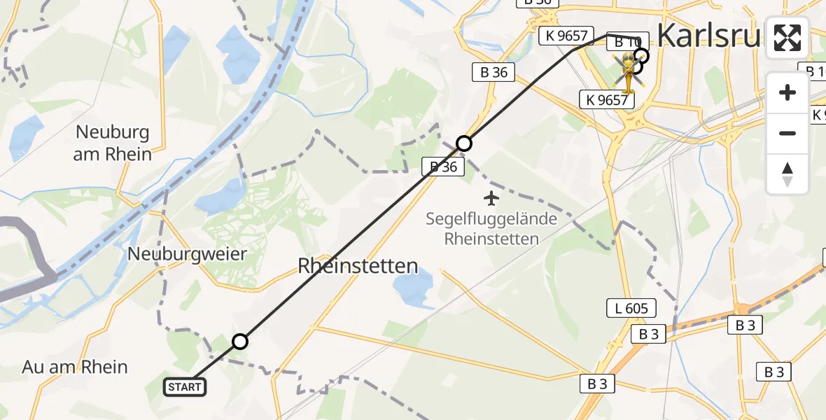 Routekaart van de vlucht: Rettungshubschrauber nach Sankt Vincentius Hospital