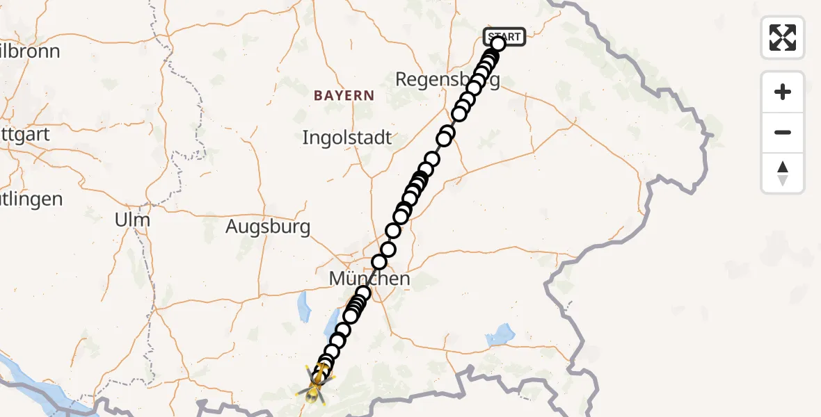 Routekaart van de vlucht: Rettungshubschrauber nach Murnau a.Staffelsee