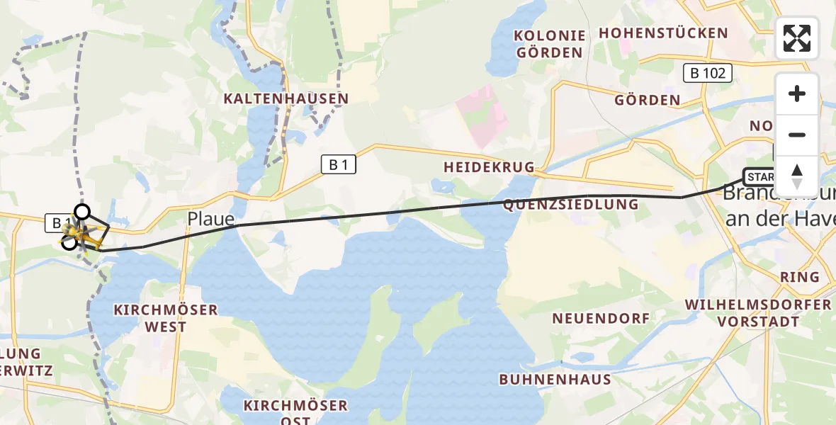 Flugroute Rettungshubschrauber Brandenburg an der Havel - Brandenburg an der Havel, 31 März 2026, 15:11