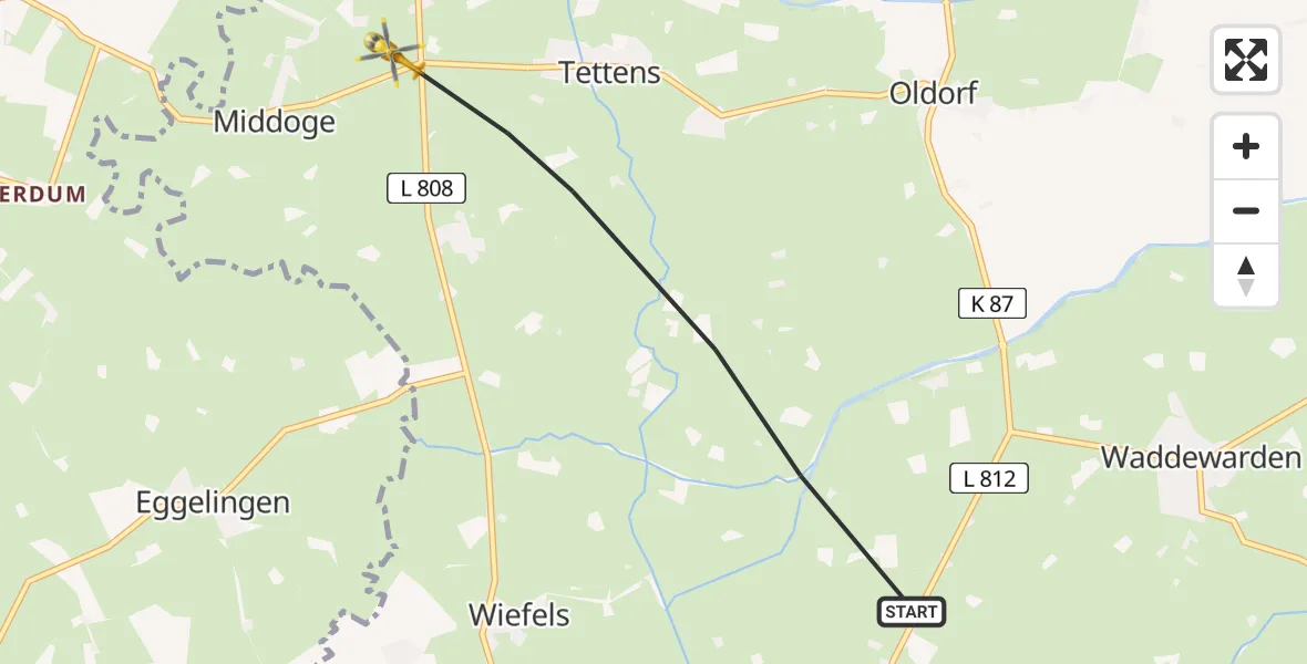 Flugroute Rettungshubschrauber Wangerland - Wangerland, 31 März 2026, 15:16