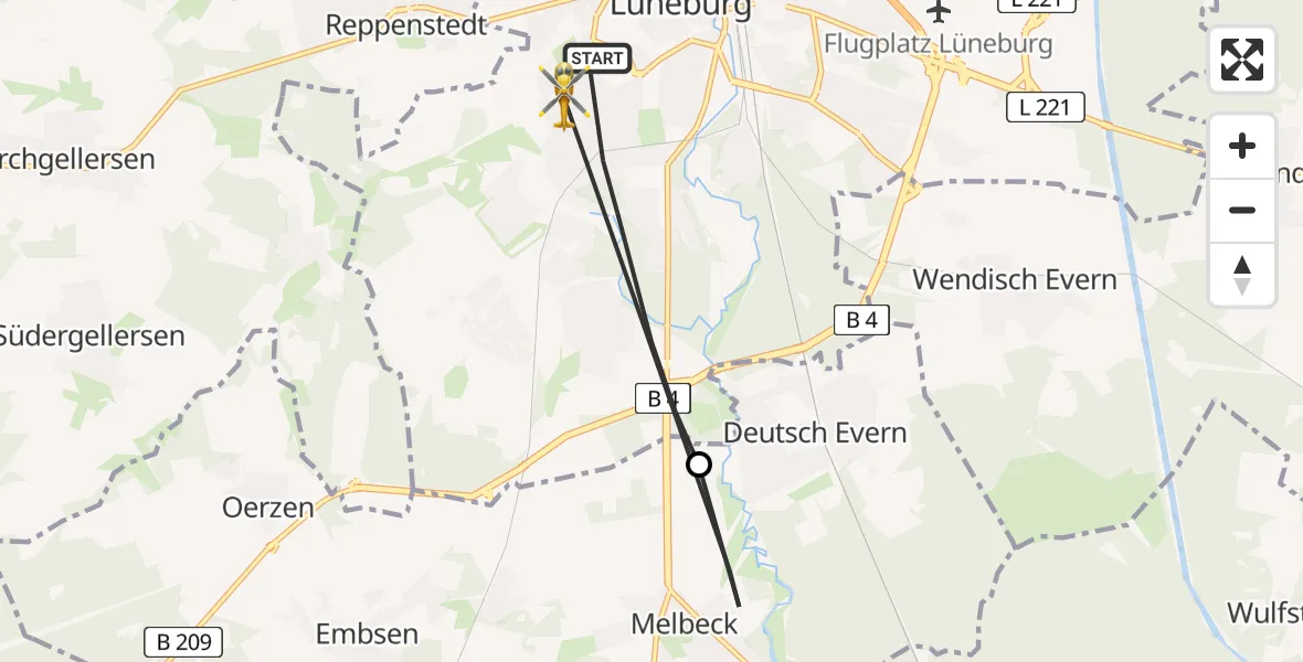 Flugroute Rettungshubschrauber Lüneburg - Lüneburg, 31 März 2026, 15:20