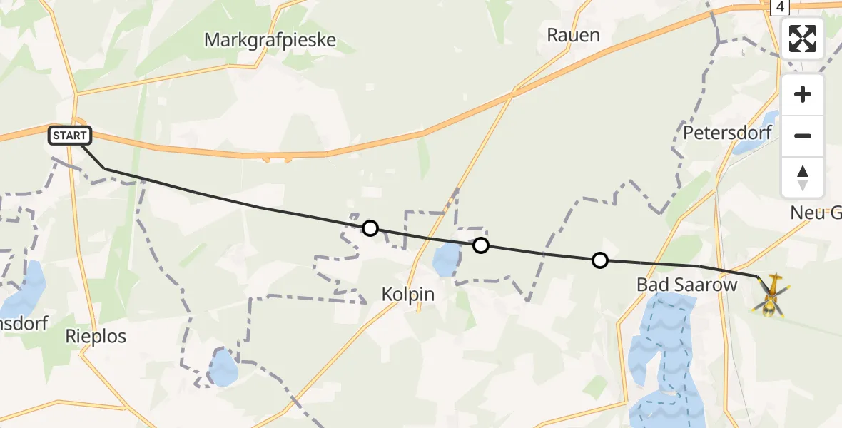Routekaart van de vlucht: Rettungshubschrauber nach Bad Saarow, Geschwister-Scholl-Ring