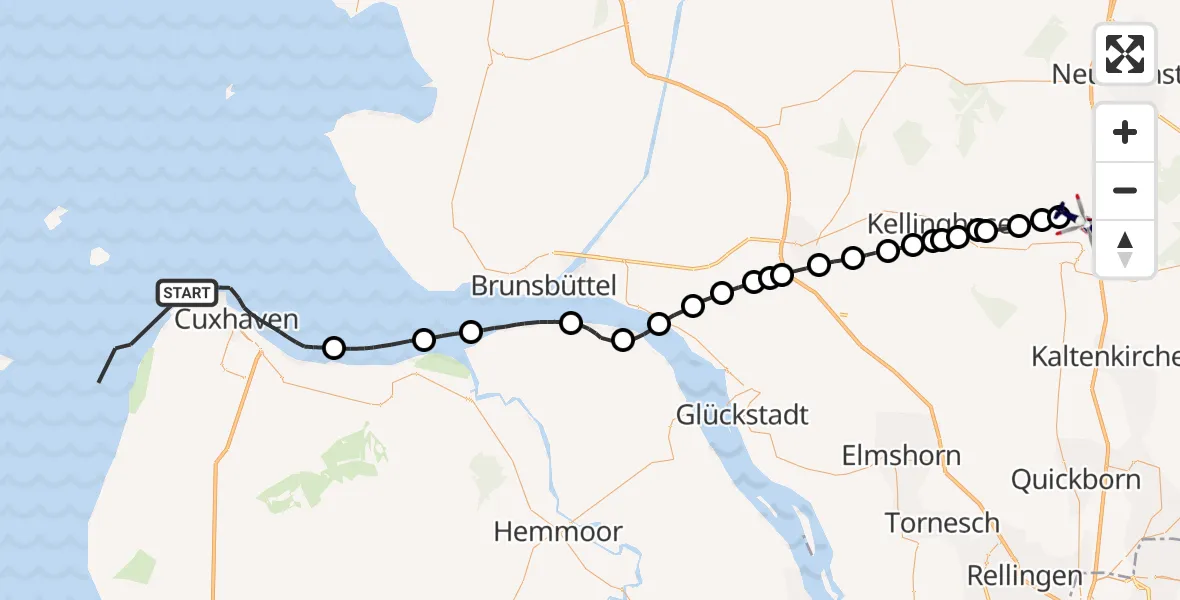 Routekaart van de vlucht: Polizeihubschrauber nach Wiemersdorf, Osterkamp