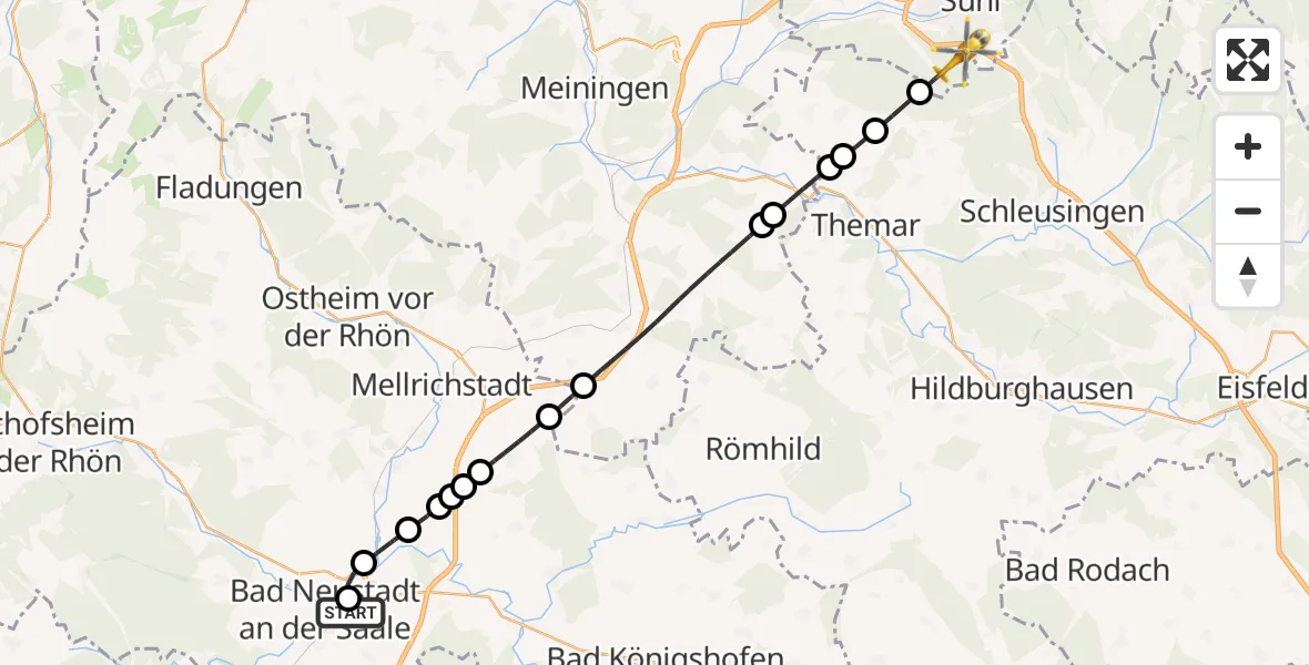 Routekaart van de vlucht: Rettungshubschrauber nach Suhl, A 73