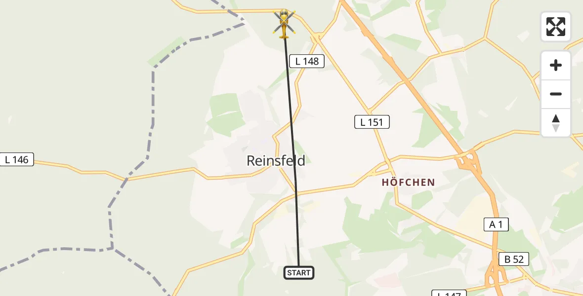 Routekaart van de vlucht: Rettungshubschrauber nach Reinsfeld, L 151
