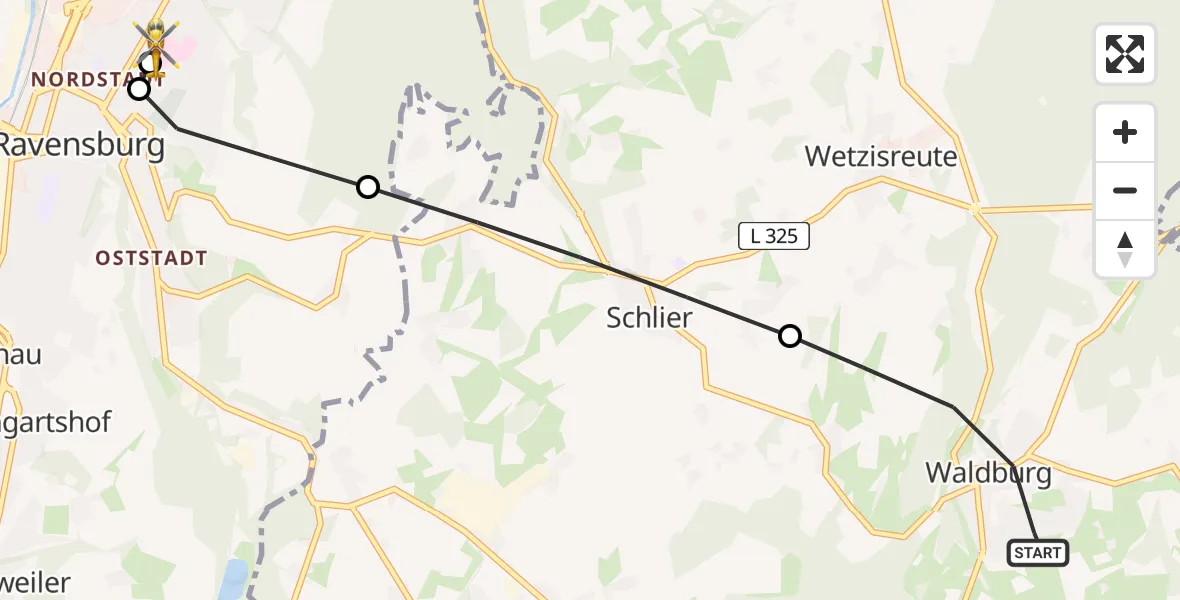 Routekaart van de vlucht: Rettungshubschrauber nach Sankt Elisabeth Hospital